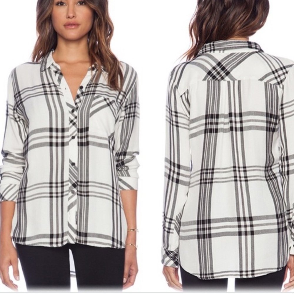 Rails White Black Charcoal Flannel Size M - image 1